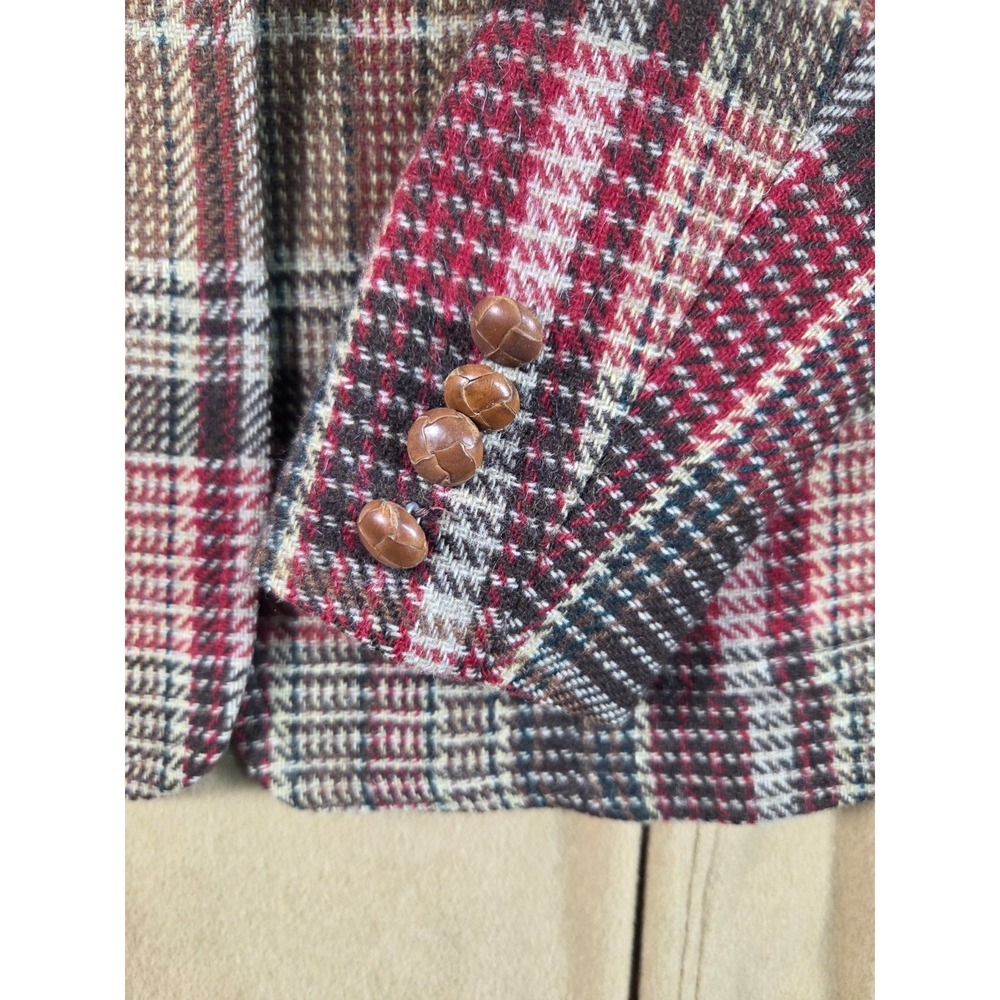 Vintage Evan‎ Picone Wool Skirt Suit Set Plaid Blazer Camel Skirt Womens Classic - Picture 6 of 16